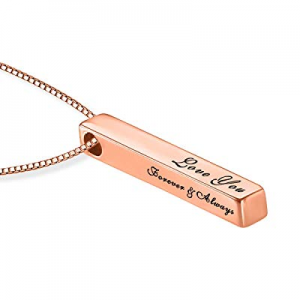 One Day Only！ShineSand Personalized Vertical Bar Necklace now 80.0% off , Custom Message Engraved ..