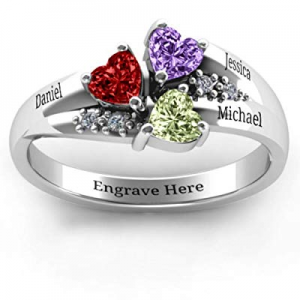 One Day Only！ProJewelry 925 Sterling Silver Personalized Mothers Ring now 70.0% off , Engraved Cus..