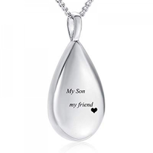 One Day Only！Yinplsmemory Carved Teardrop Keepsake Ashes Necklace Urn Pendant Cremation Memorial J..
