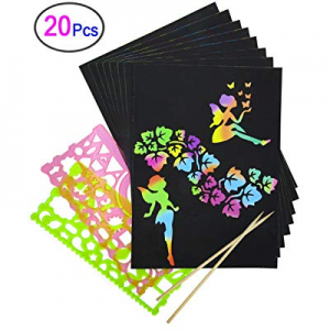 Rainbow Scratch Paper, Mega Value 20 Sheet Rainbow Art Scratch Boards.(2 Stylus and 2 rulers) now ..