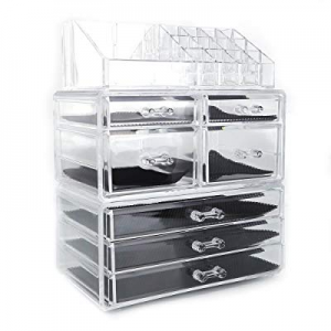Plastic Cosmetics Storage Rack Transparent (4 Small Drawers and 3 Larger Drawers) now 80.0% off 
