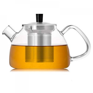 50.0% off Glass Teapot with Removable Stainless Steel Strainer & Lid (30 oz) - Glass Tea Kettle - ..