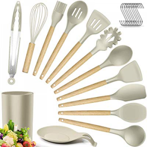 30.0% off Silicone Kitchen Utensils Cooking Utensil Set - Cooking utensils Tools with Wooden Handl..