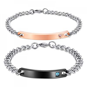 NEHZUS His and Hers Stainless Steel Personalized Bracelet Custom Engraving now 25.0% off 