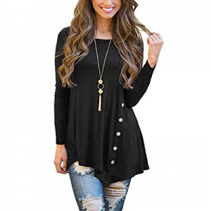 Promaska Women's Crew Neck Long Sleeve Tee T Shirts with Asymmetrical Loose Hems now 50.0% off 