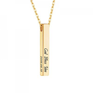 One Day Only！Yoke Style Personalized Bar Necklace now 10.0% off , Engraved Custom Name Necklace Ch..