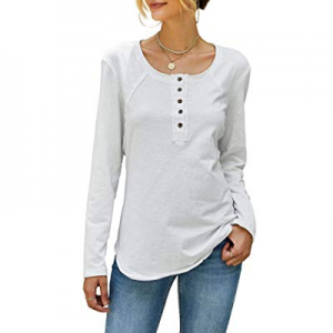 imesrun Womens Long Sleeve Tunic Shirts Casual Button Up Blouses Henley Shirt Basic Tops now 50.0%..