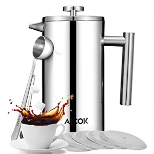 French Press Coffee Maker now 52.0% off , Aicok Double-Wall 18/10 Stainless Steel French Press Cof..