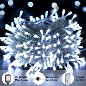 50.0% off Ollny Outdoor String Lights 66ft 200 LEDs Cool White Christmas Fairy String Lights 8 Mod..