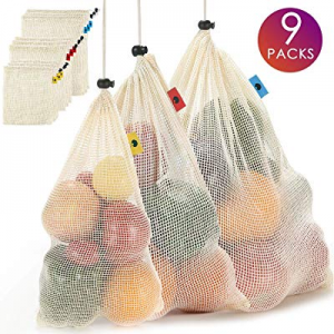 35.0% off Reusable Cotton Mesh Produce Bags - Durable Grocery Bags with Tare Weight on Tags Eco Fr..