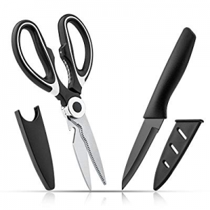 Univivi Heavy Duty Kitchen Shears Scissors and Ceramic Knife Set now 30.0% off , Multipurpose Kitc..