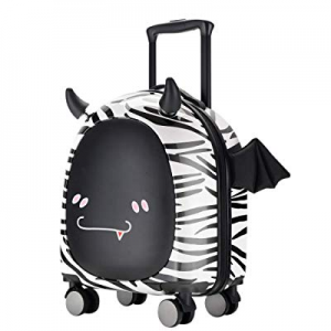 Kids Carry On Luggage, 3D cute Little Demon Design With Emoji sticker By Sindermroe (White) now 50..