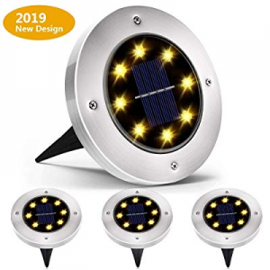 Solar Ground Lights now 70.0% off , LOBKIN 8 LED Solar Disk Lights Outdoor Waterproof for Garden Y..