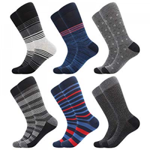 Men's Cotton Dress Socks Pack now 50.0% off ,BONANGEL Classic Colorful Stripe & Dot Patterned Dres..
