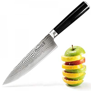 MICHELANGELO 8 Inch Chef Knife with Etched Damascus Pattern now 80.0% off , High Carbon Stainless ..