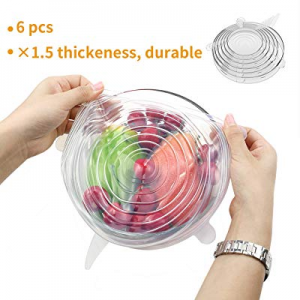 Kitchen Silicone Stretch Lids Reusable now 30.0% off , 6-Pack of Various Sizes Food Storage Covers..