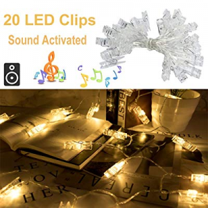 20 LED Music Sync Photo Clips String Lights now 40.0% off , Battery Operated with Remote Control, ..