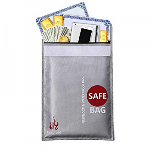 ESFORT Fireproof Document Bag now 60.0% off , 15" x 11" Non-Itchy Silicone Coated Fire Resistant B..