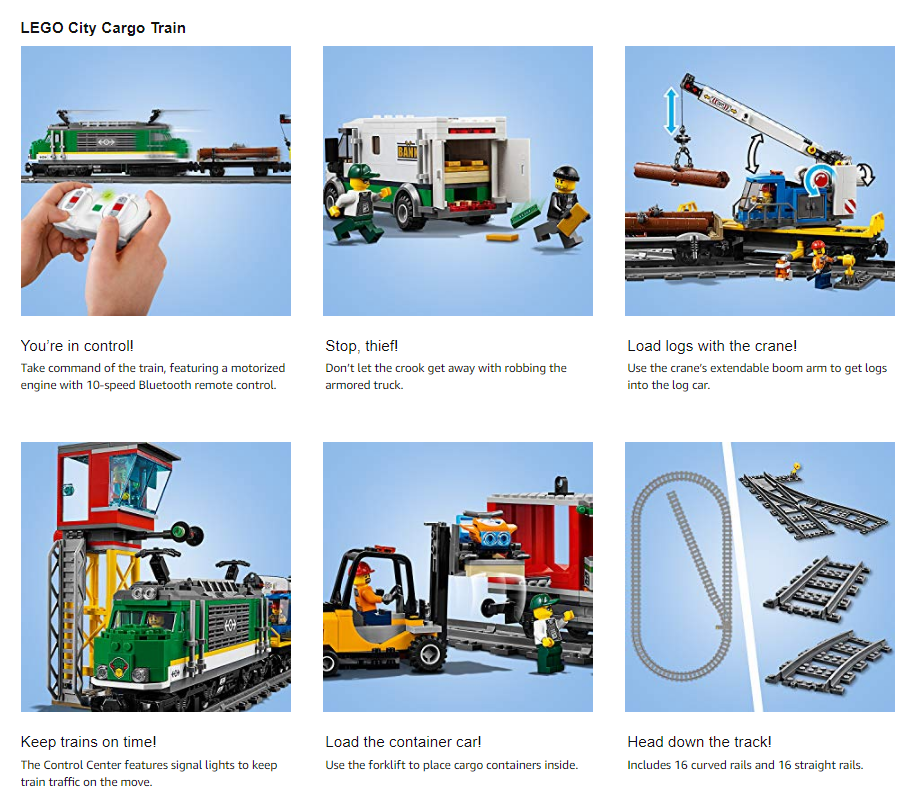 lego 60198 city cargo train rc and tracks building set